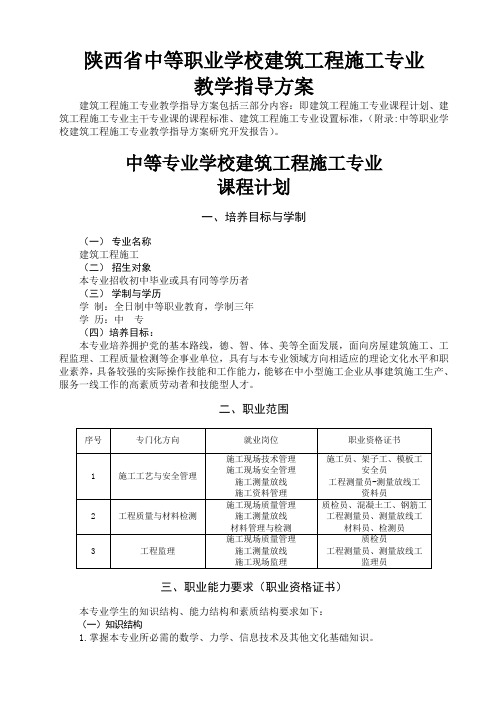 陕西中等职业学校建筑工程施工专业