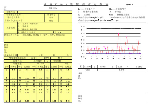 设备C m k 值检测评定报告