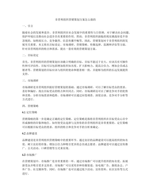 非营利组织营销策划方案怎么做的