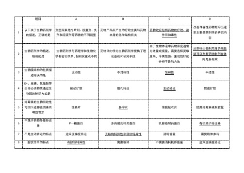 体内药物分析题库