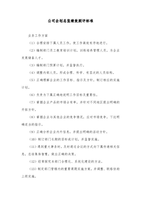 公司企划总监绩效测评标准