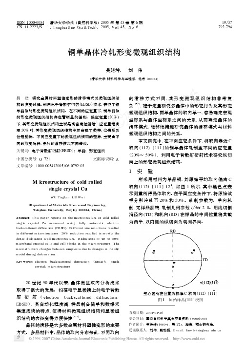 铜单晶体冷轧形变微观组织结构