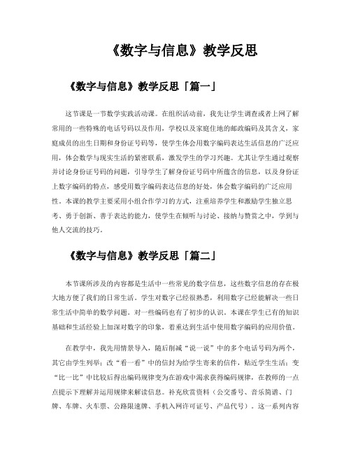 《数字与信息》教学反思