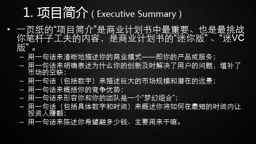 项目简介ExecutiveSummary共16页文档