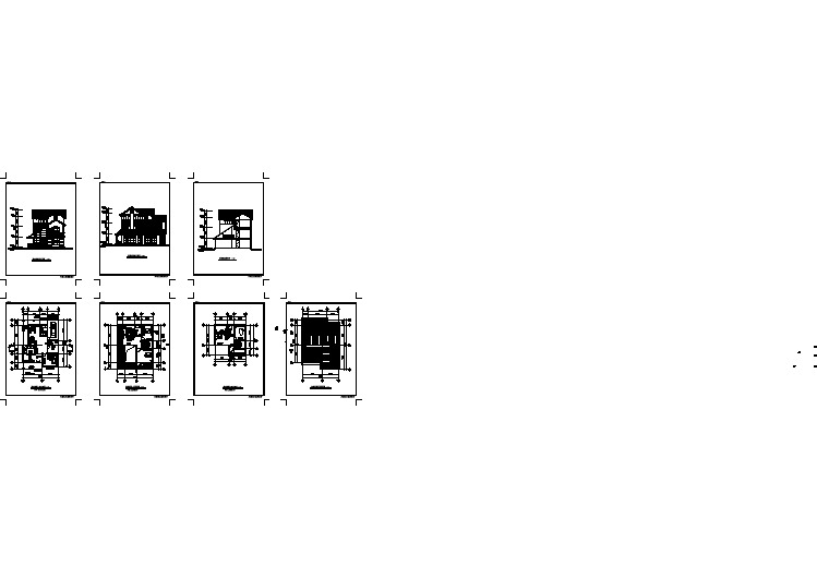 独栋别墅三层平面图建筑施工图图纸