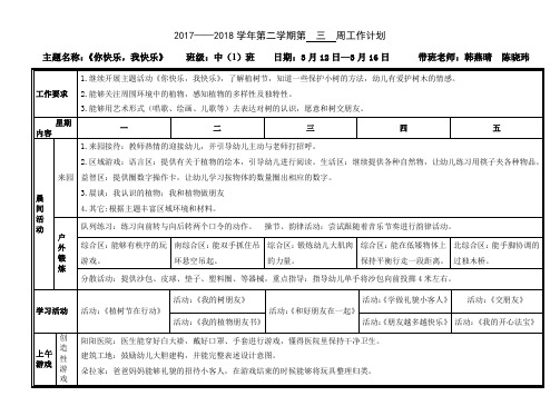 20172018学年第二学期第三周工作计划