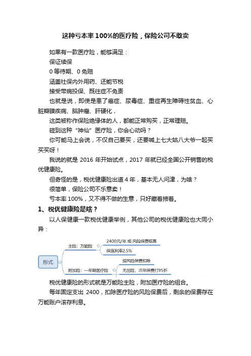 这种亏本率100%的医疗险，保险公司不敢卖