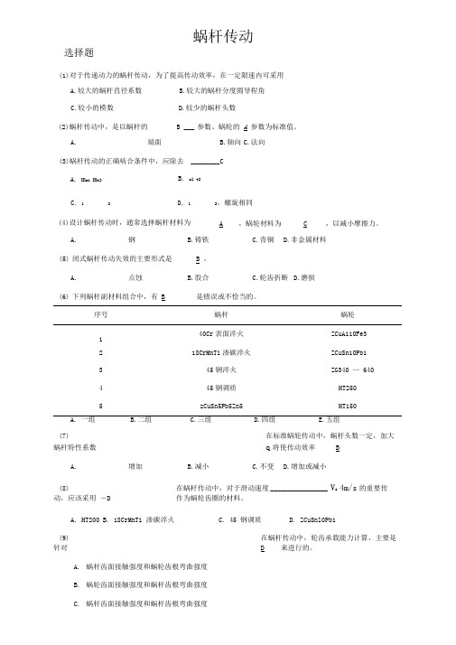 机械设计_蜗杆传动习题