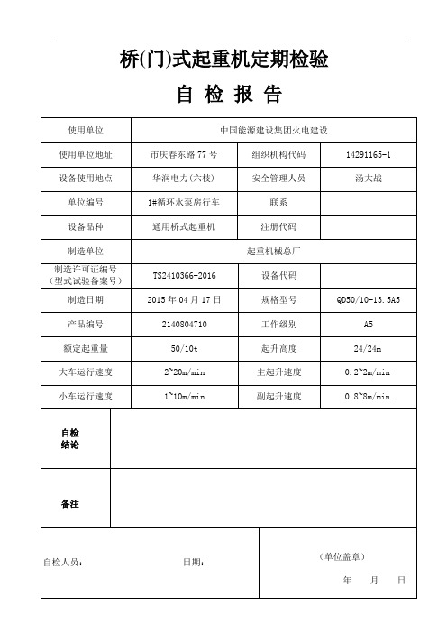 桥(门)式起重机定期自检验报告材料.2010.12.24doc - 大行车