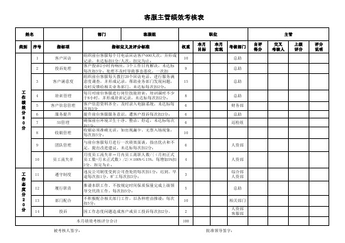 客服主管绩效考核表