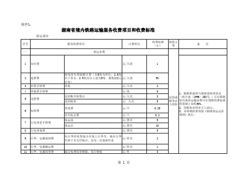 铁路运价标准