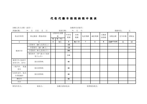 代收代缴车税纳税申报表