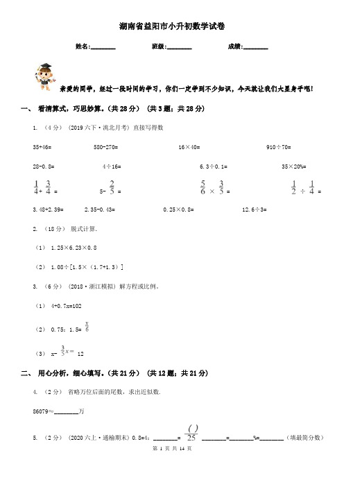 湖南省益阳市小升初数学试卷