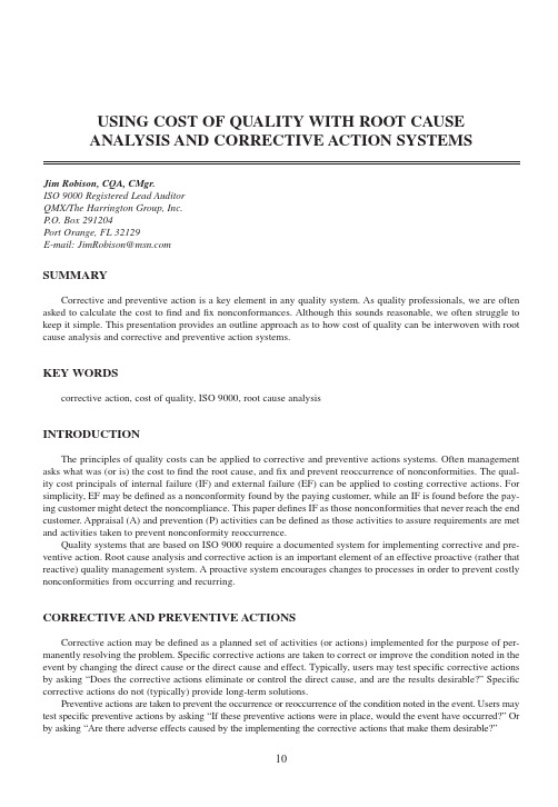 原因分析与改善措施root cause analysis corrective action systems