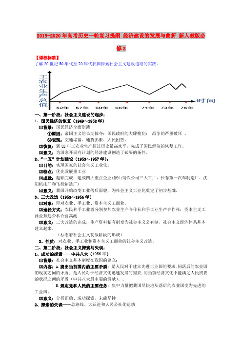 2019-2020年高考历史一轮复习提纲 经济建设的发展与曲折 新人教版必修2