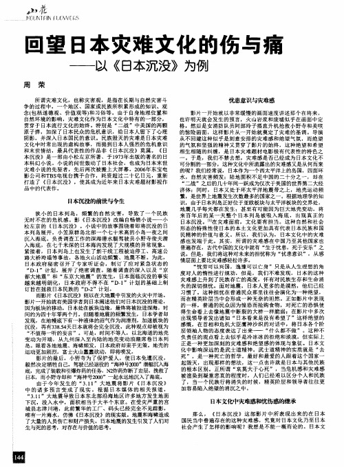 回望日本灾难文化的伤与痛——以《日本沉没》为例