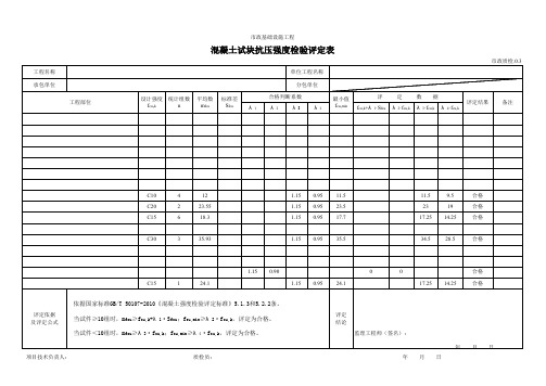 市政混凝土试块抗压强度检验评定表-自动评定-(依据新规范)