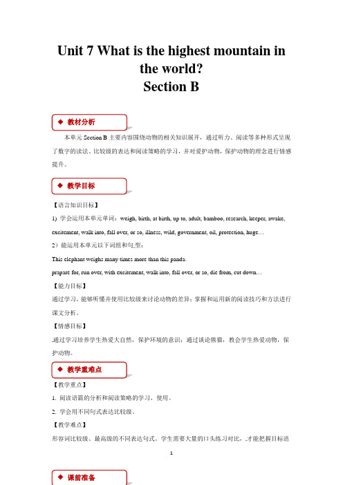 人教新目标八年级英语下册教学设计Unit 7 Section B教案