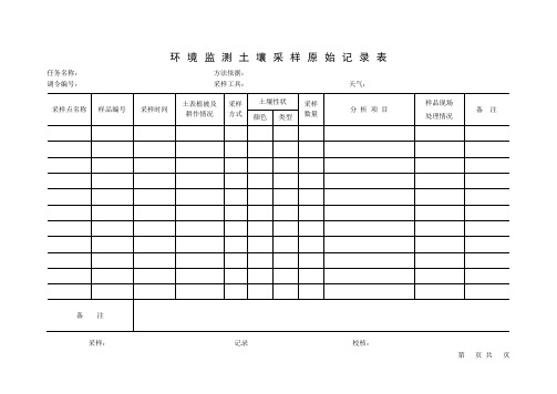 环境监测土壤采样原始记录表