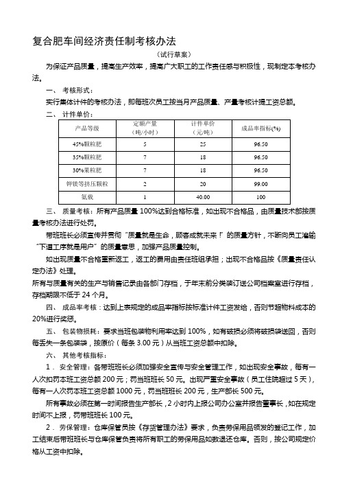 2010年生产经济责任制考核办法(修正稿)