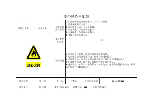 风险告知牌