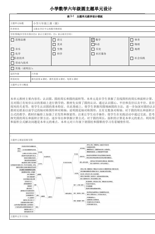 小学数学六年级圆主题单元设计