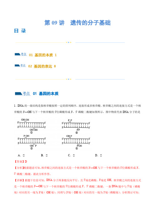 第09讲 遗传的分子基础(练习)-2024年高考生物二轮复习讲练测(新教材新高考)