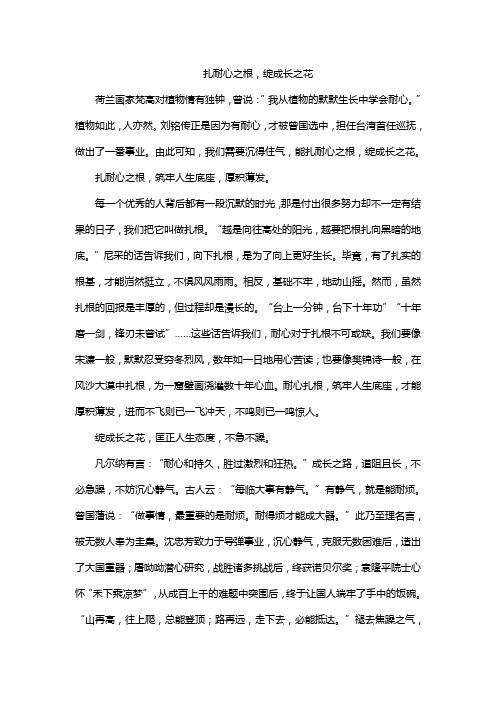 扎耐心之根,绽成长之花