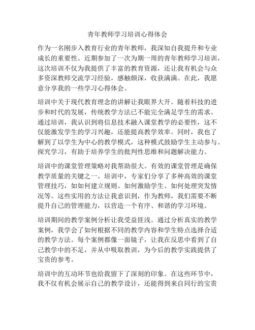 青年教师学习培训心得体会