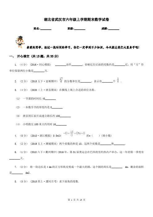 湖北省武汉市六年级上学期期末数学试卷