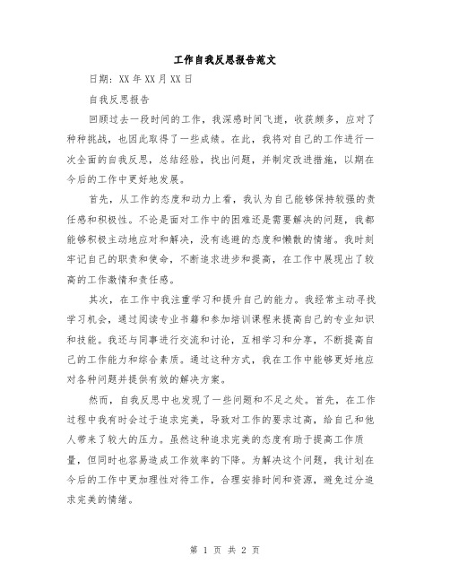 工作自我反思报告范文