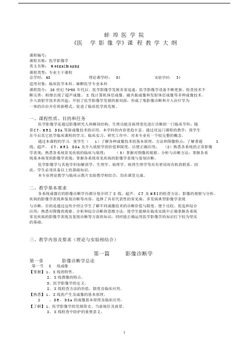 医学影像学教学大纲纲要大纲.docx