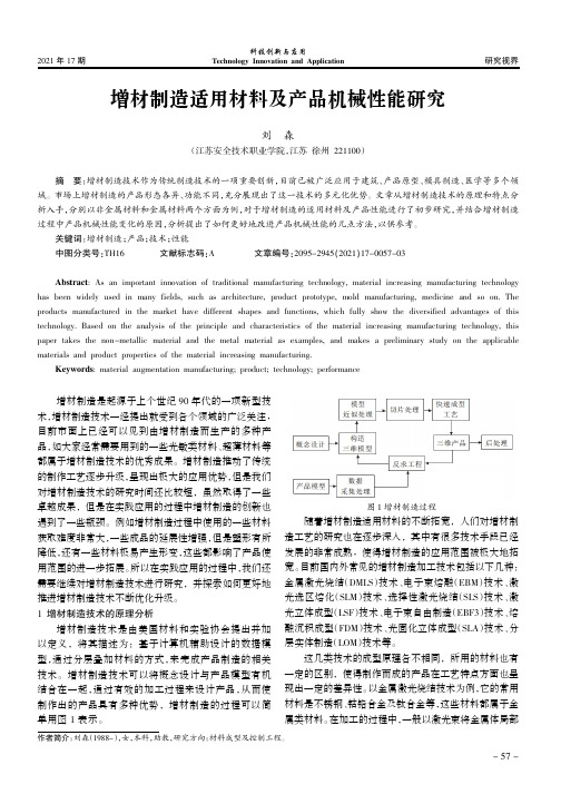 增材制造适用材料及产品机械性能研究