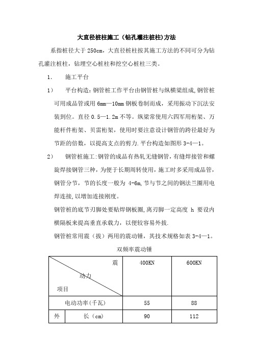 大直径桩柱施工(钻孔灌注桩柱)方法