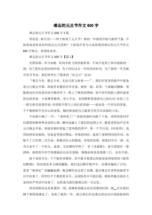 难忘的元旦节作文600字