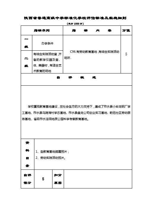 创建省级标准化高中材料-评估表(正式)-C096