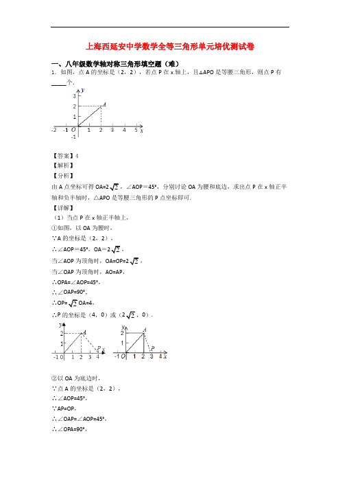 上海西延安中学数学全等三角形单元培优测试卷