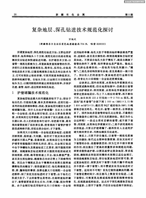 复杂地层、深孔钻进技术规范化探讨