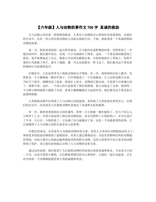 【六年级】人与动物的事作文700字 真诚的救助