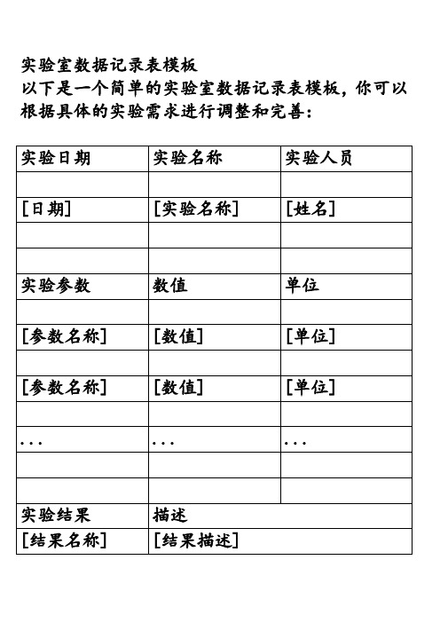 实验室数据记录表模板