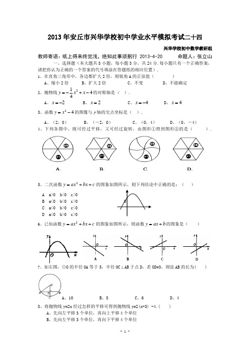 2013年中考模拟数学试题24