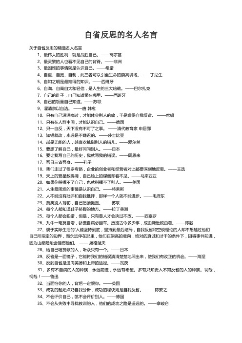 关于自省反思的精选名人名言