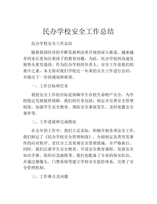 民办学校安全工作总结