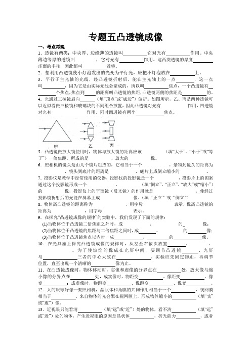 专题训练五凸透镜成像-2022年九年级物理中考一轮复习