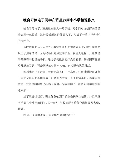 晚自习停电了同学在班里吵闹中小学精选作文