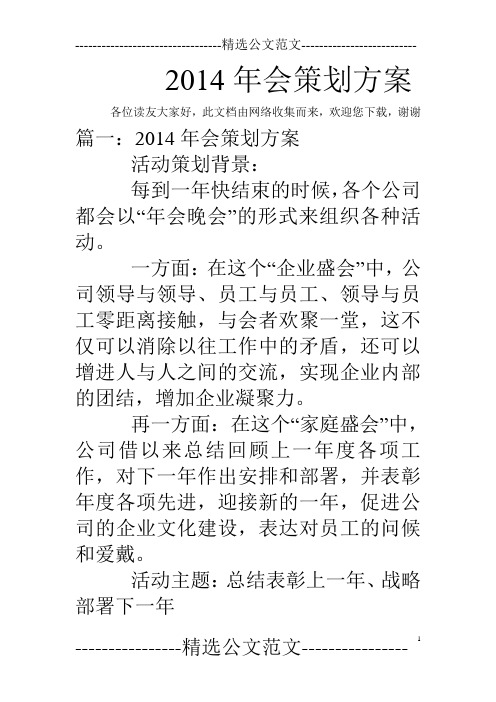 2014年会策划方案