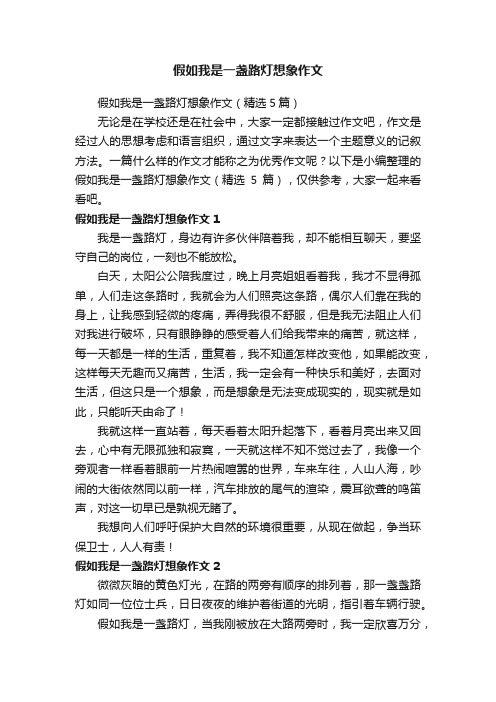 假如我是一盏路灯想象作文（精选5篇）