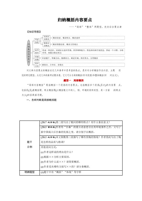 【散文阅读—归纳概括内容要点】“局部”“整体”两题型,先切后合要点清