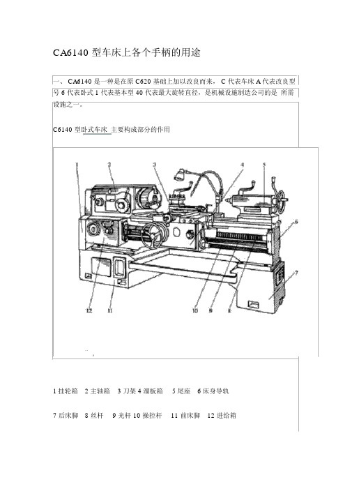 (完整版)CA6140型车床上各个手柄的用途