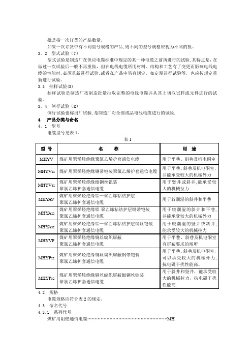 矿用通信电缆标准